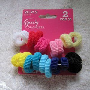 20 Goody Ouchless Sm Gentle Fit Terry Fabric Hair Band Elastic Ponytail Holders
